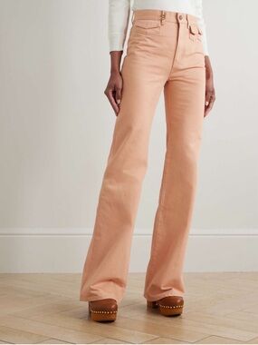 NWT Chloe Embellished high-rise straight-leg peach jeans size 44 / US 12